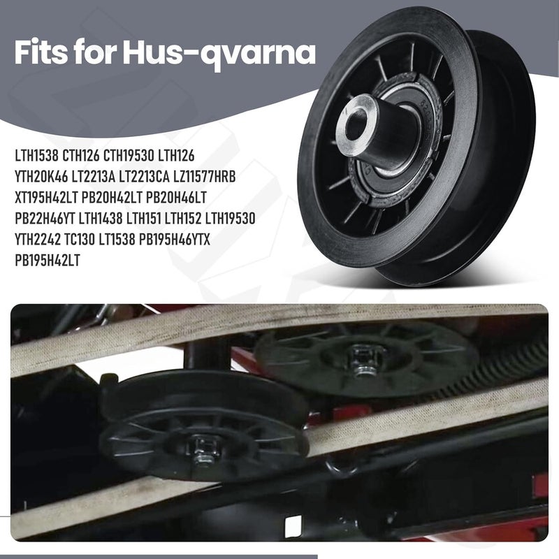 ZHIXING 532407287 532194326 V-Groove Idler Pulley and 532194327 Flat Idler Pulley Set Compatible with Husqvarna Craftsman Sna-pper Poulan Jonsered Mower LTH1538 LGT2554 917287220 194326 194327 407287 - Image 5